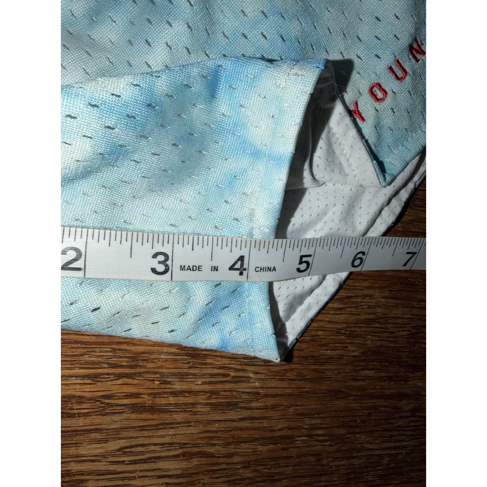YoungLA Mesh Gym Shorts Mens Medium Blue Roses Floral 4" Weightlifting - Picture 7 of 7